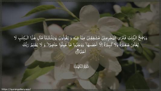 Al-Kahf Ayah 49 - Arabic (Wide) wallpaper