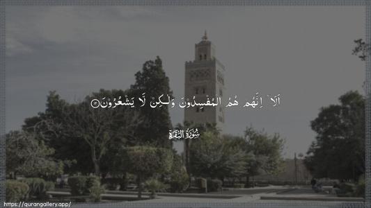 Al-Baqara Ayah 12 - Arabic (Wide) wallpaper
