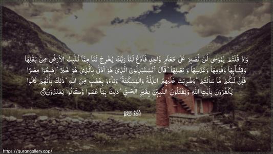 Al-Baqara Ayah 61 - Arabic (Wide) wallpaper