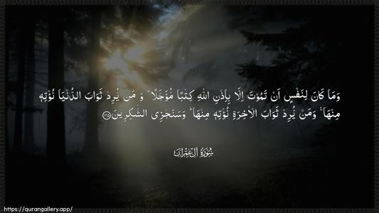 Aal-i-Imraan Ayah 145 - Arabic (Wide) wallpaper