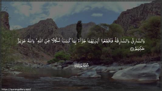 Al-Maaida Ayah 38 - Arabic (Wide) wallpaper