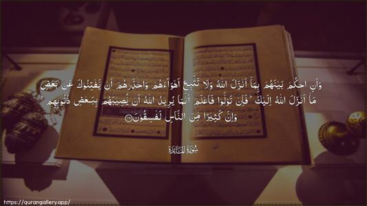 Al-Maaida Ayah 49 - Arabic (Wide) wallpaper