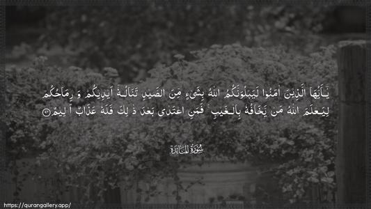 Al-Maaida Ayah 94 - Arabic (Wide) wallpaper