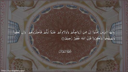At-Taghaabun Ayah 14 - Arabic (Wide) wallpaper