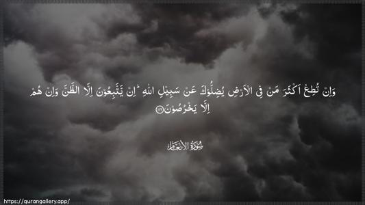Al-An"aam Ayah 116 - Arabic (Wide) wallpaper