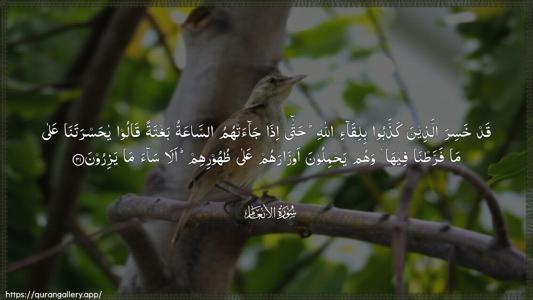 Al-An"aam Ayah 31 - Arabic (Wide) wallpaper