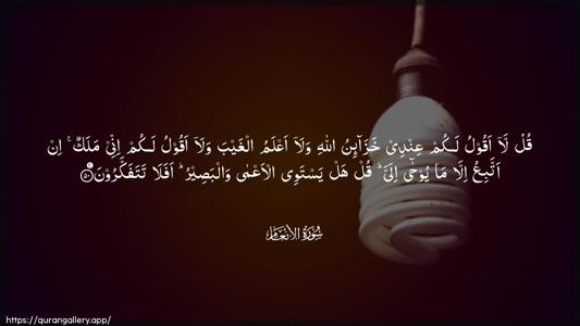 Al-An"aam Ayah 50 - Arabic (Wide) wallpaper