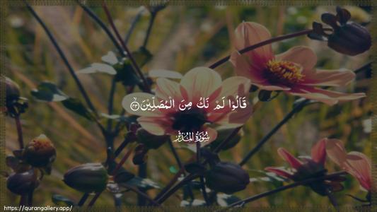 Al-Muddaththir Ayah 43 - Arabic (Wide) wallpaper