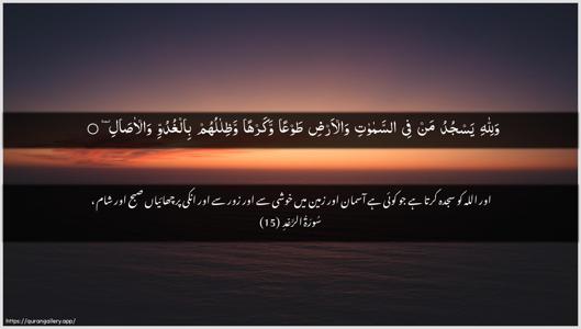 Ar-Ra"d Ayah 15 - Arabic + Urdu wallpaper