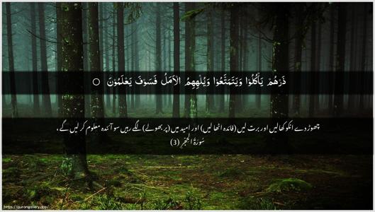 Al-Hijr Ayah 3 - Arabic + Urdu wallpaper