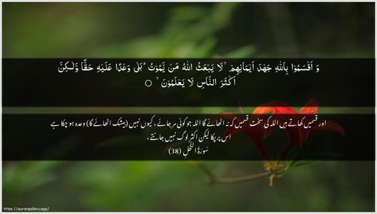 An-Nahl Ayah 38 - Arabic + Urdu wallpaper