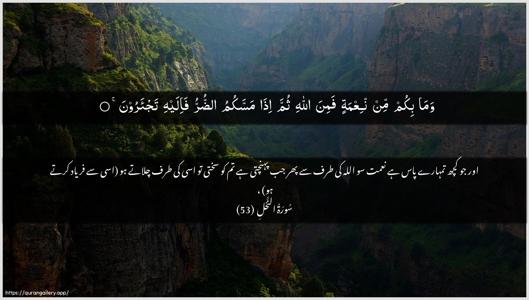 An-Nahl Ayah 53 - Arabic + Urdu wallpaper