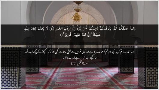 An-Nahl Ayah 70 - Arabic + Urdu wallpaper