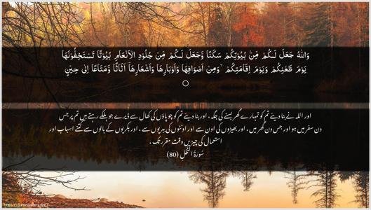 An-Nahl Ayah 80 - Arabic + Urdu wallpaper