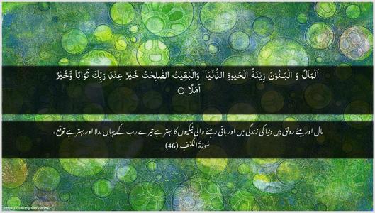 Al-Kahf Ayah 46 - Arabic + Urdu wallpaper