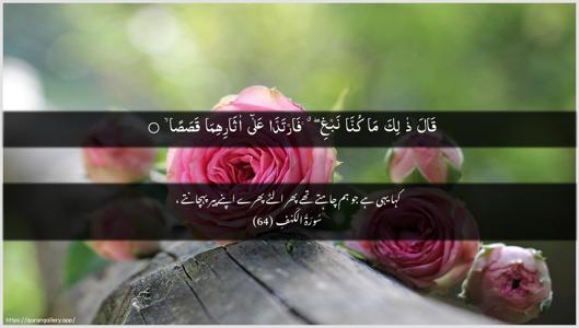 Al-Kahf Ayah 64 - Arabic + Urdu wallpaper