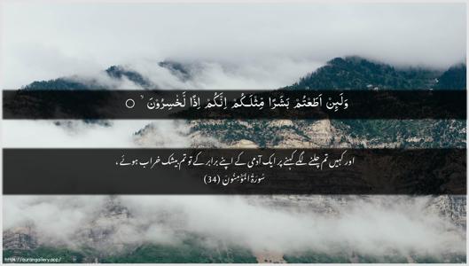 Al-Muminoon Ayah 34 - Arabic + Urdu wallpaper