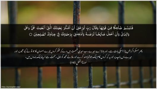 An-Naml Ayah 19 - Arabic + Urdu wallpaper