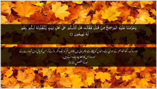 Al-Qasas Ayah 12 - Arabic + Urdu wallpaper
