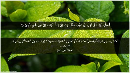 Al-Qasas Ayah 24 - Arabic + Urdu wallpaper