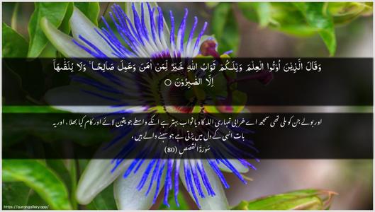 Al-Qasas Ayah 80 - Arabic + Urdu wallpaper