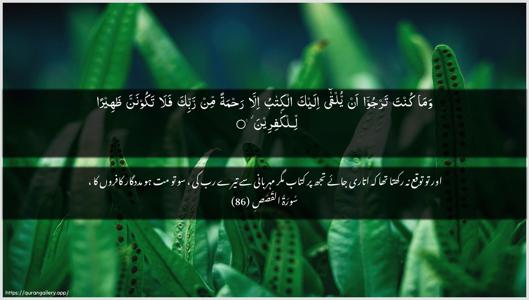 Al-Qasas Ayah 86 - Arabic + Urdu wallpaper