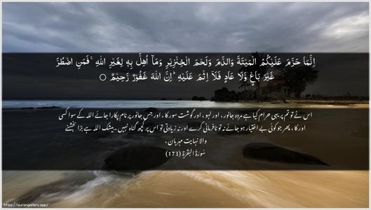Al-Baqara Ayah 173 - Arabic + Urdu wallpaper