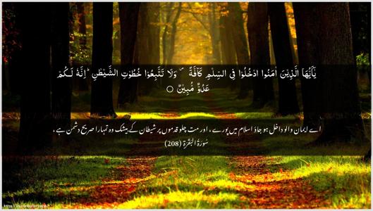 Al-Baqara Ayah 208 - Arabic + Urdu wallpaper