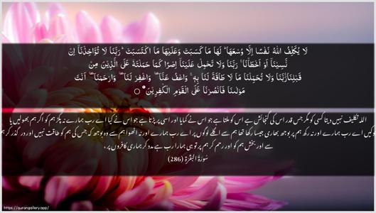 Al-Baqara Ayah 286 - Arabic + Urdu wallpaper