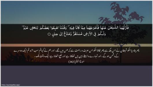 Al-Baqara Ayah 36 - Arabic + Urdu wallpaper