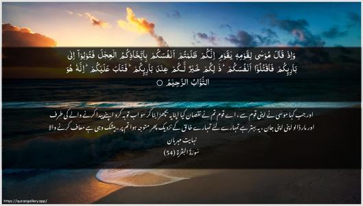Al-Baqara Ayah 54 - Arabic + Urdu wallpaper