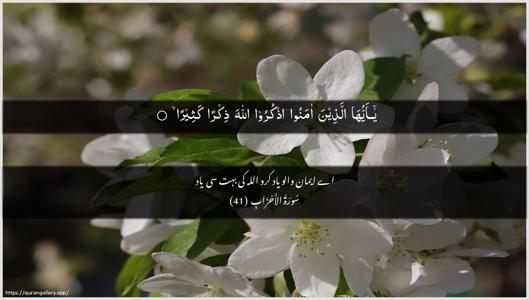 Al-Ahzaab Ayah 41 - Arabic + Urdu wallpaper