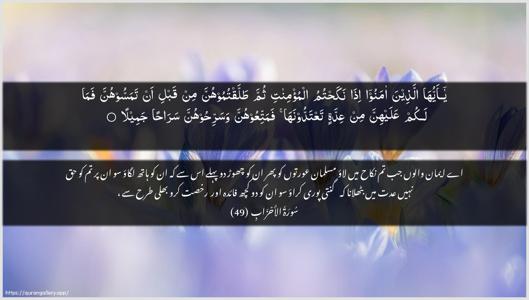 Al-Ahzaab Ayah 49 - Arabic + Urdu wallpaper