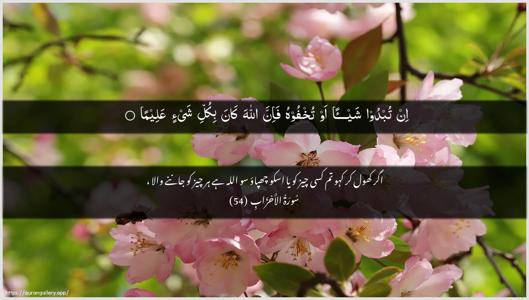 Al-Ahzaab Ayah 54 - Arabic + Urdu wallpaper