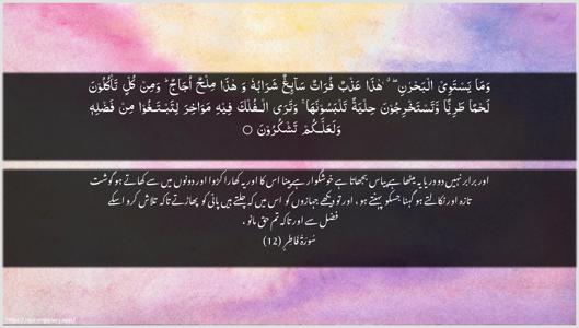 Faatir Ayah 12 - Arabic + Urdu wallpaper