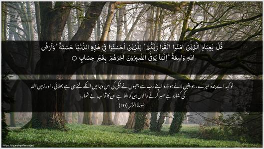 Az-Zumar Ayah 10 - Arabic + Urdu wallpaper