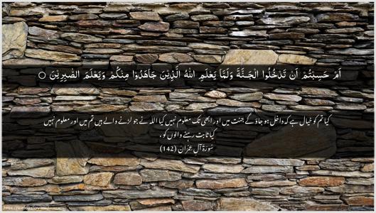 Aal-i-Imraan Ayah 142 - Arabic + Urdu wallpaper