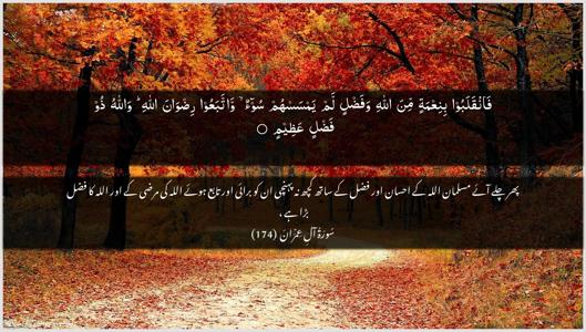 Aal-i-Imraan Ayah 174 - Arabic + Urdu wallpaper