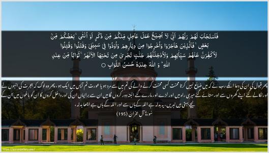 Aal-i-Imraan Ayah 195 - Arabic + Urdu wallpaper