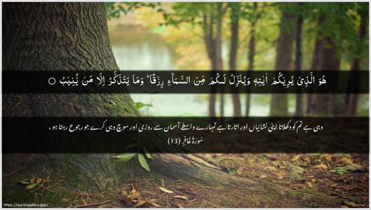 Al-Ghaafir Ayah 13 - Arabic + Urdu wallpaper