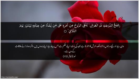 Al-Ghaafir Ayah 15 - Arabic + Urdu wallpaper