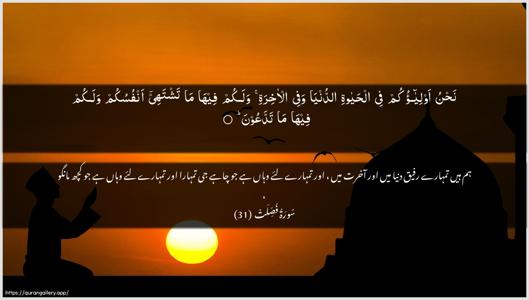 Fussilat Ayah 31 - Arabic + Urdu wallpaper