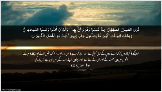 Ash-Shura Ayah 22 - Arabic + Urdu wallpaper