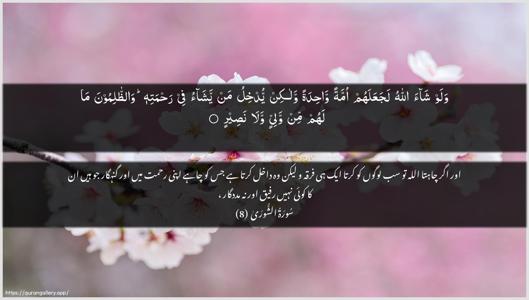 Ash-Shura Ayah 8 - Arabic + Urdu wallpaper