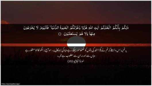 Al-Jaathiya Ayah 35 - Arabic + Urdu wallpaper