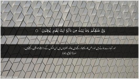 Al-Jaathiya Ayah 4 - Arabic + Urdu wallpaper