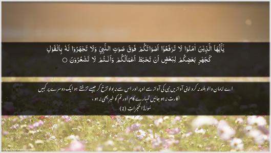 Al-Hujuraat Ayah 2 - Arabic + Urdu wallpaper