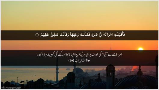 Adh-Dhaariyat Ayah 29 - Arabic + Urdu wallpaper