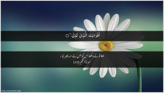 An-Najm Ayah 33 - Arabic + Urdu wallpaper