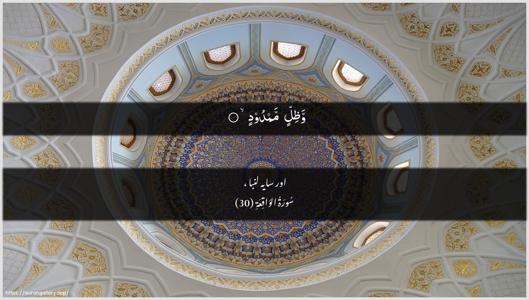 Al-Waaqia Ayah 30 - Arabic + Urdu wallpaper